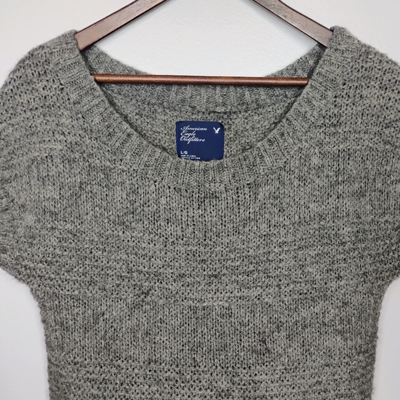American Eagle Mohair Wool Blend Y2K Sweater Top Womens Large Gray Bella Swan - Picture 3 of 10